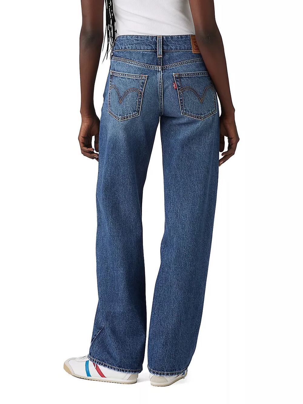 Levi's Super Low Loose Leg Denim Medium Wash Jeans Blue Relaxed Y2K Fit Size 25